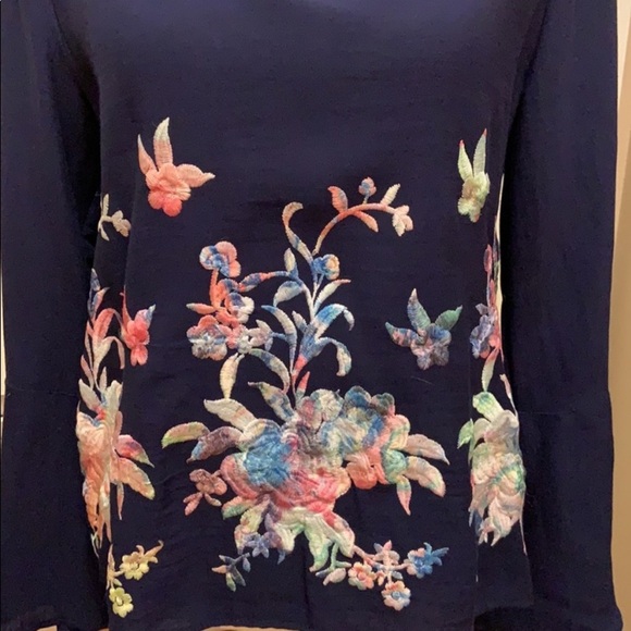 Karen Kane Embroidered Top in Navy - Picture 4 of 16